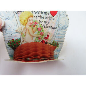 *Vintage 1920's Valentine Card Greetings USA FOLD DOWN ACCORDIAN 3.5"